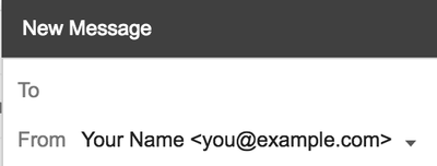Composing a new Gmail message sent from a custom email address