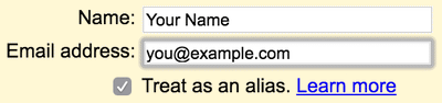 Entering information about another email address to Gmail